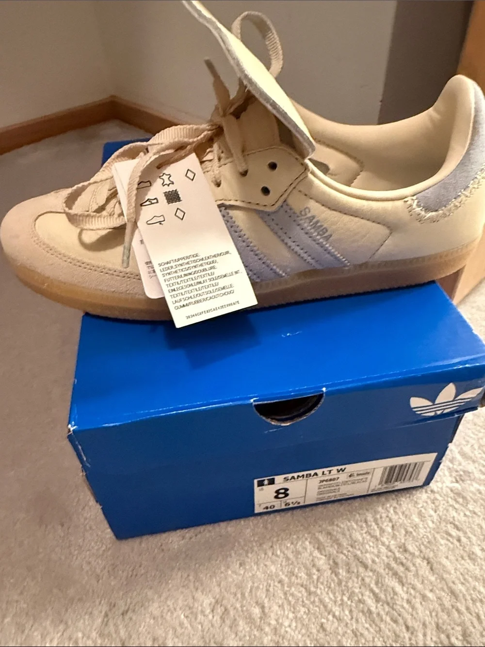adidas Samba Cream with Light Blue Stripes - Picture 6 of 6